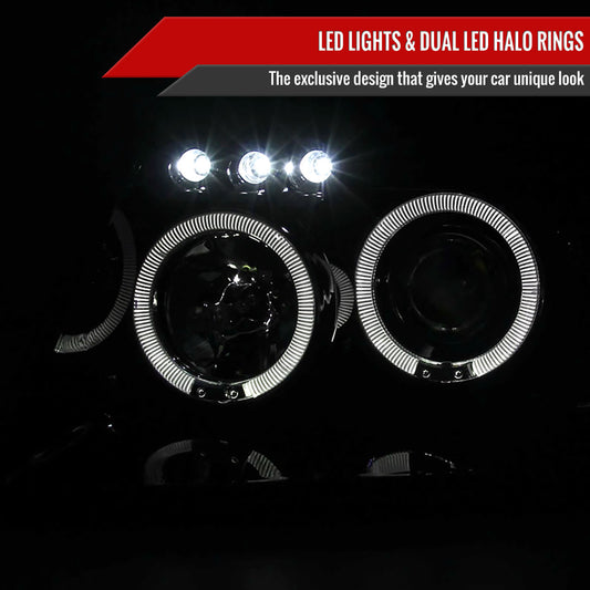 1999-2004 Jeep Grand Cherokee Dual Halo Projector Headlights (Glossy Black Housing/Smoked Lens)
