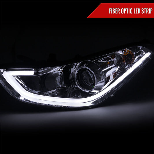 2011-2013 Hyundai Elantra LED Bar Projector Headlights (Chrome Housing/Clear Lens)