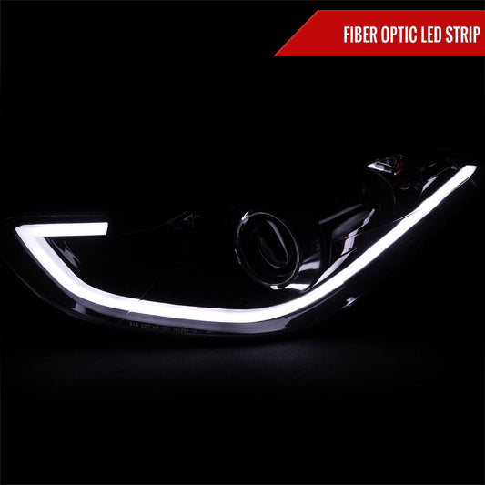 2011-2013 Hyundai Elantra Projector Headlights w/ LED Bar (Glossy Black Housing/Smoked Lens)
