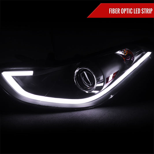 2011-2013 Hyundai Elantra LED Bar Projector Headlights (Matte Black Housing/Clear Lens)