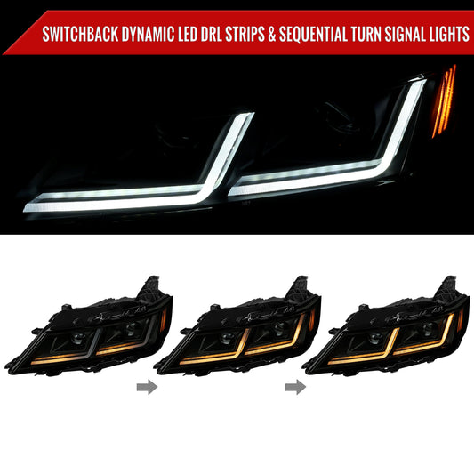 2014-2020 Chevy Impala Full LED DRL Sequential Headlights (Black Housing / Smoked Lens)
