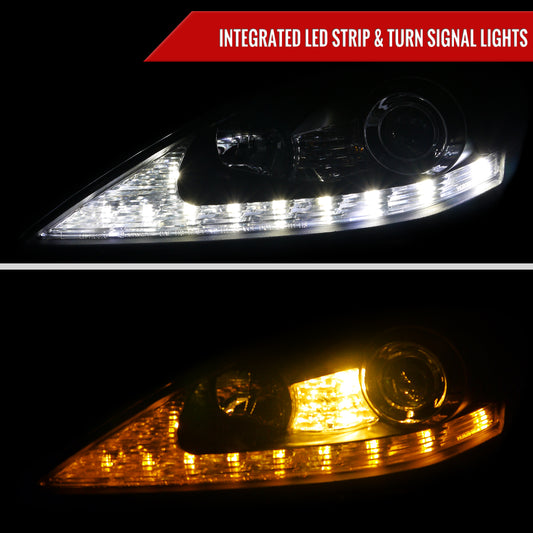 2006-2010 Lexus IS250/IS350 SMD LED Light Strip Projector Headlights w/ LED Turn Signal Lights (Matte Black Housing/Clear Lens)
