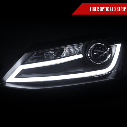2011-2018 Volkswagen Jetta MK6 LED Bar Projector Headlights (Matte Black Housing/Clear Lens)