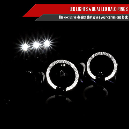 2005-2007 Dodge Magnum Dual Halo Projector Headlights (Jet Black Housing/Clear Lens)