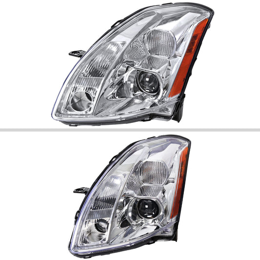 2004-2006 Nissan Maxima Projector Headlights w/ Amber Reflectors (Chrome Housing/Clear Lens)