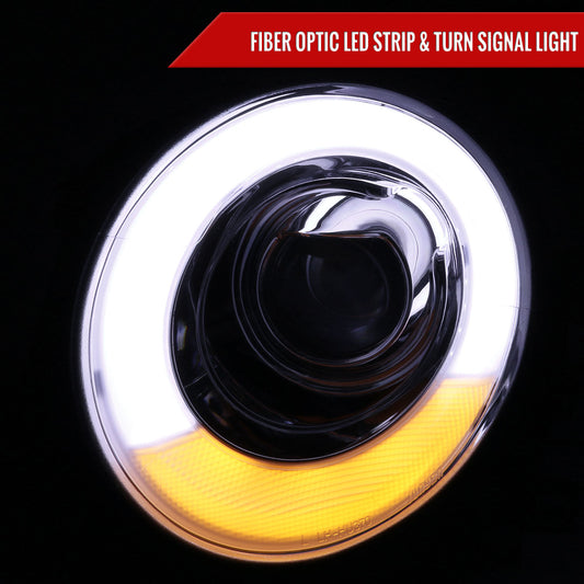 2007-2015 Mini Cooper R55 R56 R57 R58 R59 Projector Headlights w/ LED Turn Signal Lights (Chrome Housing/Clear Lens)