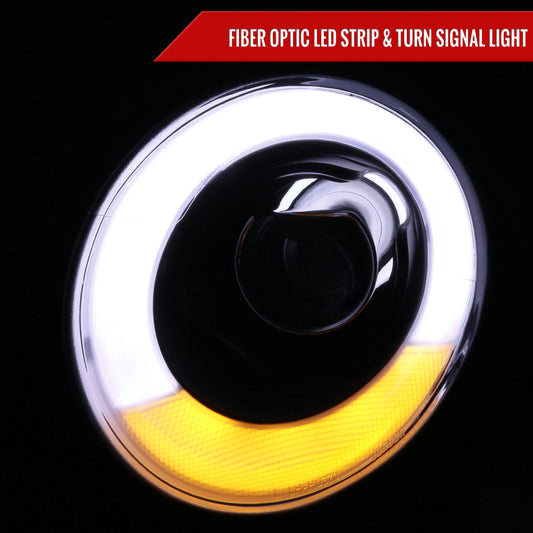 2007-2015 Mini Cooper R55 R56 R57 R58 R59 Projector Headlights w/ LED Turn Signal Lights (Matte Black Housing/Clear Lens)