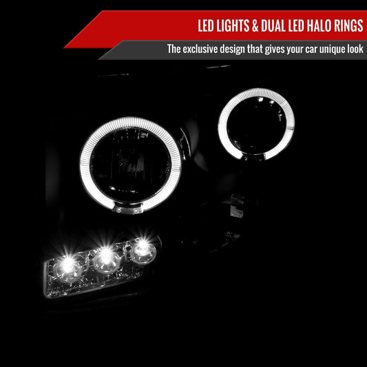 2006-2008 Dodge RAM 1500/ 2006-2009 RAM 2500 3500 Dual Halo Projector Headlights (Matte Black Housing/Clear Lens)