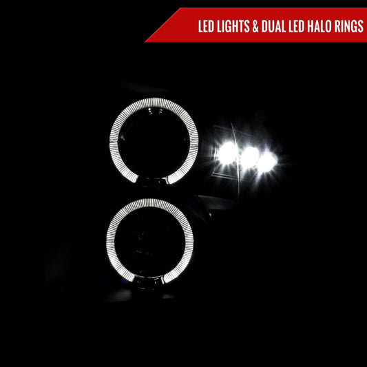 2009-2018 Dodge RAM 1500 / 2019-2021 RAM Classic / 2010-2018 RAM 2500 3500 Dual Halo Projector Headlights (Matte Black Housing/Clear Lens)