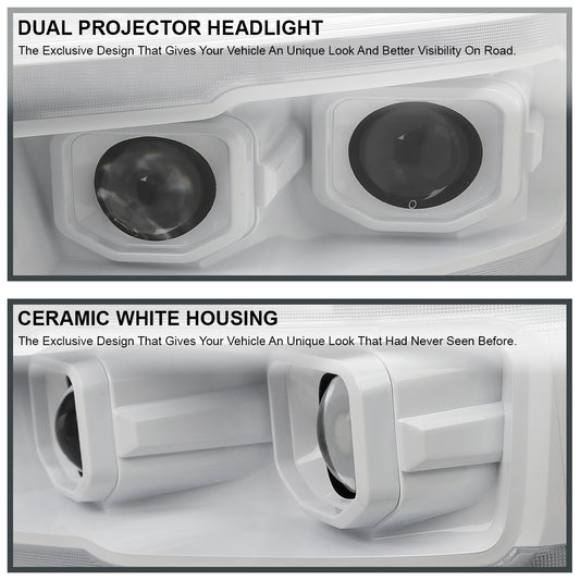 2019-2024 Dodge RAM 1500 Switchback Sequential LED Turn Signal Projector Headlights (White Housing/Clear Lens)