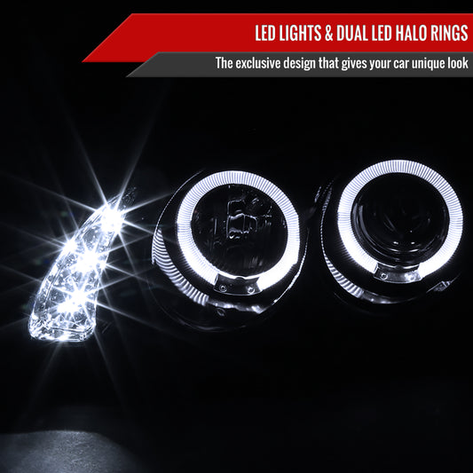 2000-2003 Nissan Sentra Dual Halo Projector Headlights (Glossy Black Housing/Smoked Lens)