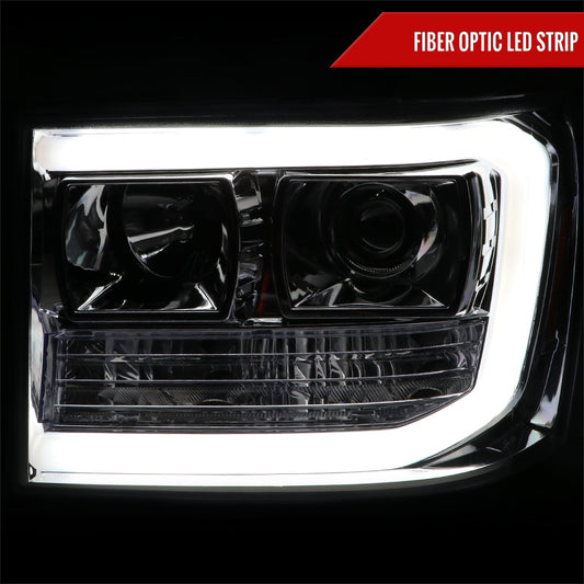 2007-2013 GMC Sierra 1500 / 2007-2014 Sierra 1500HD 2500HD 3500HD / 2009-2013 Sierra 1500 Hybrid LED C-Bar Projector Headlights (Chrome Housing/Clear Lens)