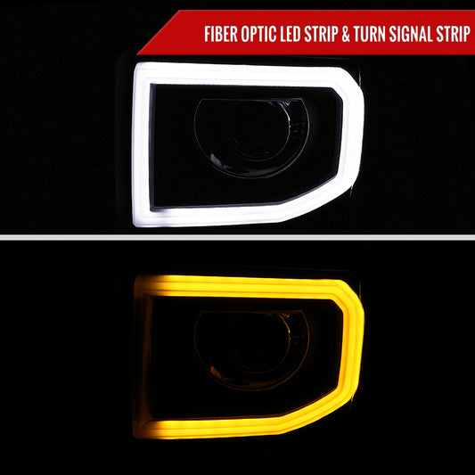 2014-2019 GMC Sierra 1500/2500HD/3500HD LED Bar Projector Headlights w/ LED Turn Signal Lights (Chrome Housing/Clear Lens)