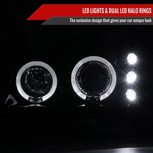2002-2006 Chevrolet Avalanche/ 2003-2007 Silverado Dual Halo Projector Headlights (Glossy Black Housing/Smoked Lens)