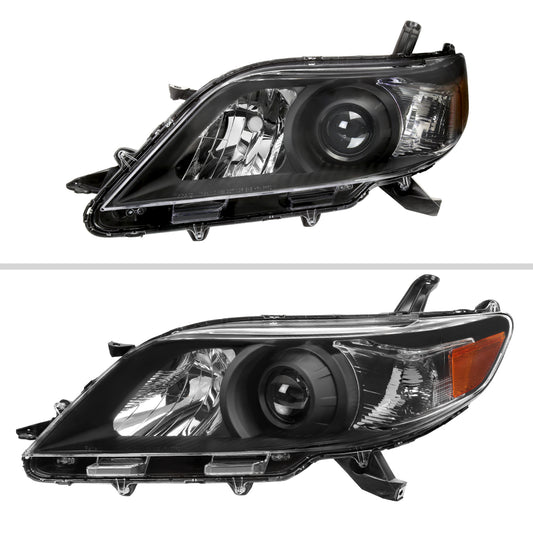 2011-2020 Toyota Sienna Projector Headlights (Matte Black Housing/Clear Lens)