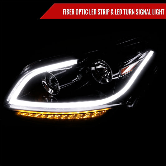 2010-2011 Kia Soul Projector Headlights w/ LED Light Bar & LED Turn Signal Lights (Glossy Black Housing/Smoked Lens)