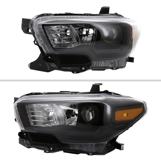 2016-2023 Toyota Tacoma Projector Headlights w/ Amber Reflectors (Matte Black Housing/Clear Lens)