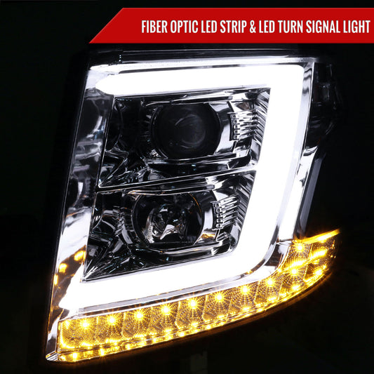 2015-2020 Chevrolet Tahoe Suburban/ 2016-2019 Suburban 3500HD LED C-Bar Projector Headlights w/ LED Turn Signal Lights (Chrome Housing/Clear Lens)