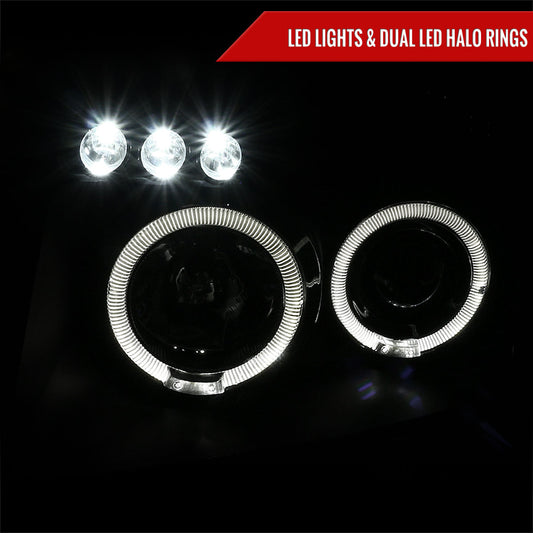 2004-2015 Nissan Titan/ 2004-2007 Armada Dual Halo Projector Headlights (Matte Black Housing/Clear Lens)