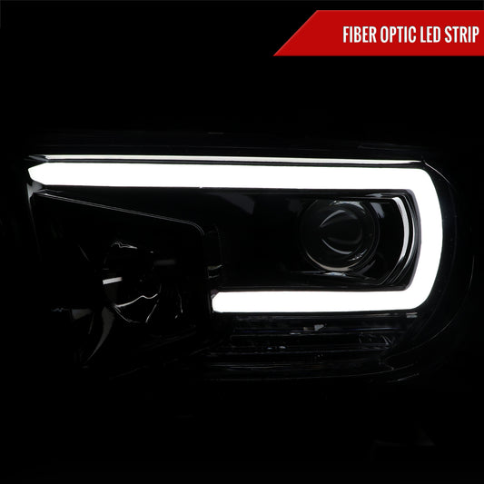 2007-2013 Toyota Tundra/ 2008-2017 Sequoia LED C-Bar Projector Headlights (Jet Black Housing/Clear Lens)