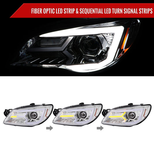 2006-2007 Subaru Impreza WRX STI LED Bar Sequential Turn Signal Projector Headlights (Chrome Housing/Clear Lens)