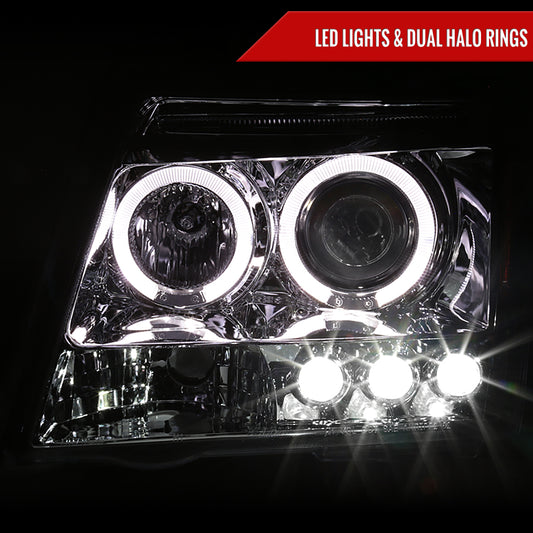 2005-2015 Nissan Xterra Dual Halo Projector Headlights (Chrome Housing/Clear Lens)