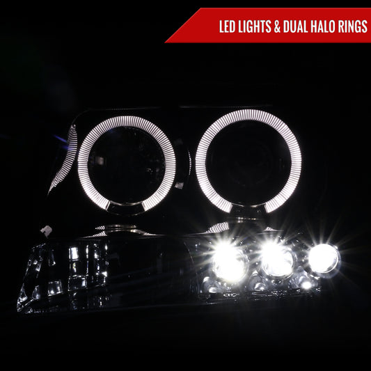 2005-2015 Nissan Xterra Dual Halo Projector Headlights (Glossy Black Housing/Smoked Lens)