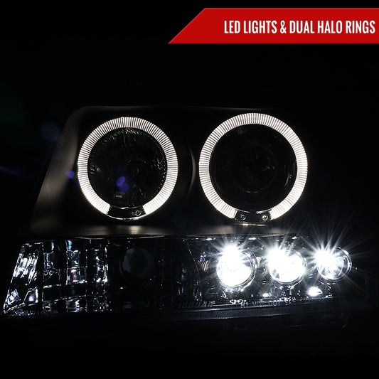 2005-2015 Nissan Xterra Dual Halo Projector Headlights (Matte Black Housing/Clear Lens)