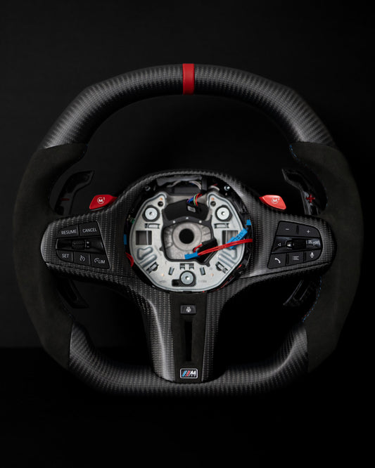 BMW Alcantara Flat Bottom Matte Carbon Fiber Steering Wheel for G Chassis- Carbone's Signature Design for G20 G30 G80 G82 M3 M4 M2 M340i
