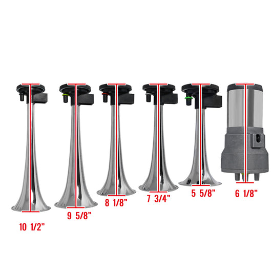 "La Cucaracha" Chrome Music Horn 125DB 12v 5 Trumpet with Compressor