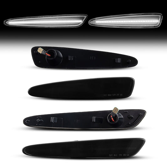 2005-2013 Corvette C6 Smoke Lens White Dynamic Animation LED Side Markers Set