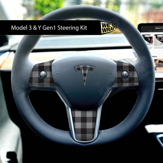 Buffalo Plaid Tesla Steering Wheel Wrap | MY 2019-'25