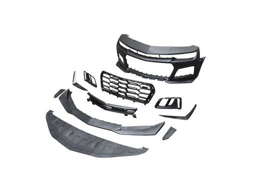 2010-2015 Chevy Camaro ZL1 1LE Track Package Front Bumper Conversion 11pcs Full Kit Flat BLK Body Kit
