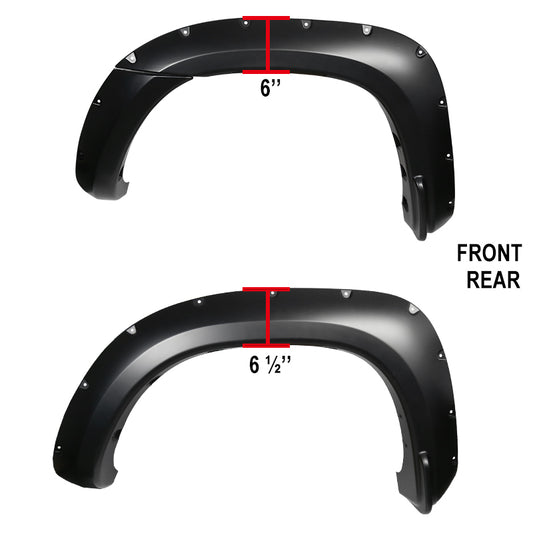2005-2011 Toyota Tacoma Fleetside 6" Long Bed Smooth Rivet Style Fender Flares