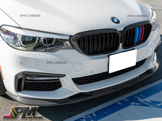 3D Style Carbon Fiber Front Bumper Add-on Lip Fits For 2017-2020 BMW G30 5-Series with M-sport Package Only