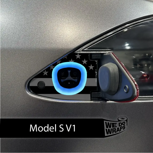 Ghost Black Patriot Flag Tesla Charge Port Wrap | Model S