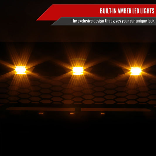 2012-2015 Toyota Tacoma Matte Black Mesh Replacement Grille w/ LED Lights