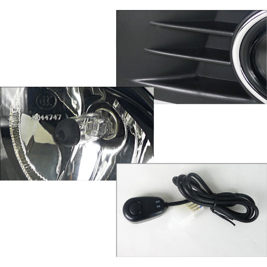 2010-2014 Volkswagen Jetta/Golf Mk6 TDI/TSI 12V/55W 9006 Fog Lights Kit (Chrome Housing/Clear Lens)
