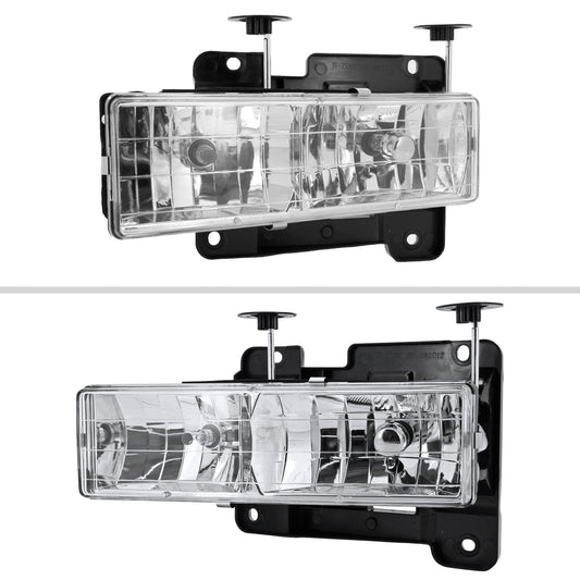 1988-1998 Chevrolet C/K C10/Tahoe/Suburban/Silverado GMC Sierra/Yukon/Suburban Crystal Headlights (Chrome Housing/Clear Lens)