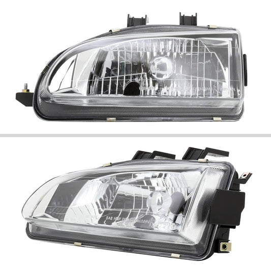 1992-1995 Honda Civic Factory Style Crystal Headlights (Chrome Housing/Clear Lens)