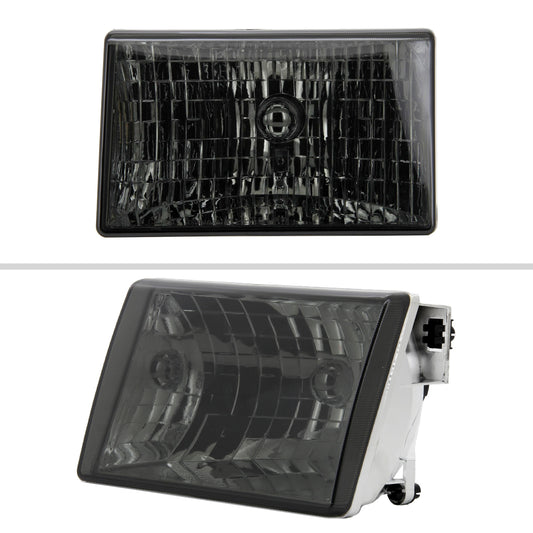 1993-1998 Jeep Grand Cherokee Factory Style Headlights (Chrome Housing/Smoked Lens)