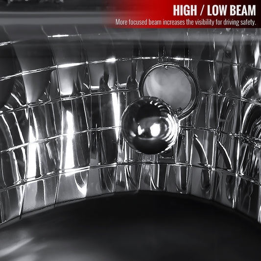 1998-2000 Ford Ranger Factory Style Crystal Headlights (Matte Black Housing/Clear Lens)