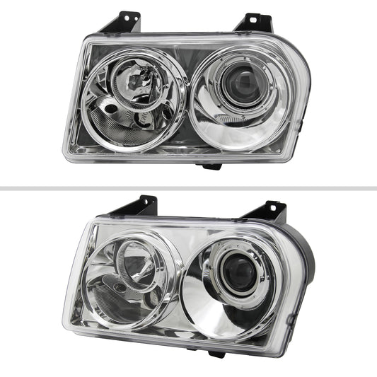 2005-2010 Chrysler 300 Base/LX/Touring Projector Headlights (Chrome Housing/Clear Lens)