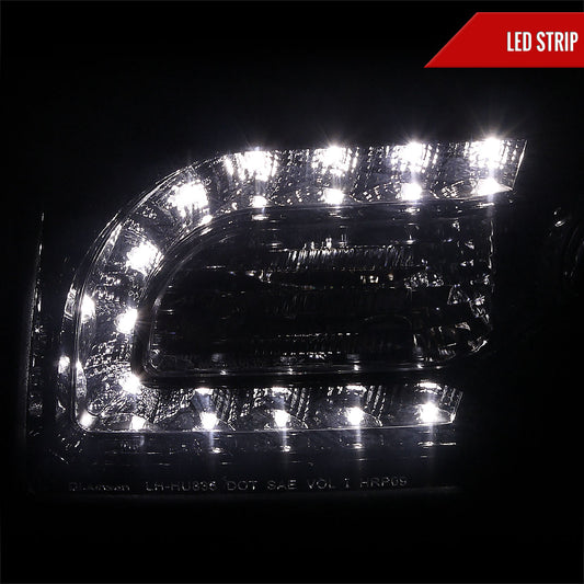 2005-2010 Chrysler 300 Projector Headlights w/ LED Light Strip (Glossy Black Housing/Smoked Lens)