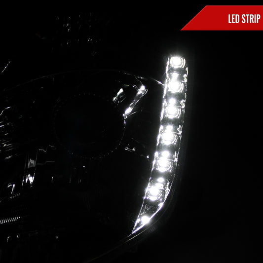 2003-2005 Nissan 350Z Projector Headlights w/ SMD LED Light Strip (Chrome Housing/Clear Lens)