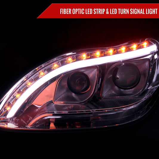 1998-2006 Mercedes Benz W220 S Class LED Bar Projector Headlights w/ LED Turn Signal Lights (Chrome Housing/Clear Lens)