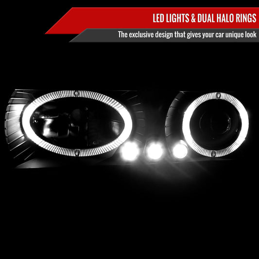 1988-1999 Chevrolet C/K C10/Blazer/Tahoe/Yukon/Sierra/Silverado Dual Halo Projector Headlights (Matte Black Housing/Clear Lens)