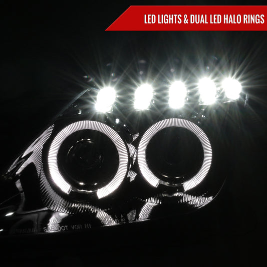 2000-2005 Toyota Celica Dual Halo Projector Headlights (Glossy Black Housing/Smoked Lens)