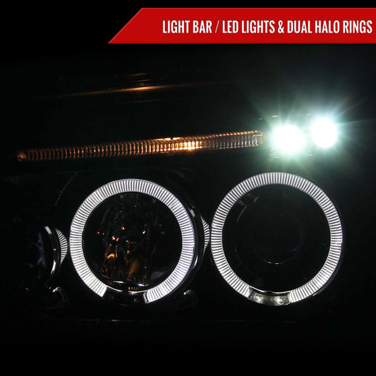 2005-2010 Dodge Charger Dual Halo Projector Headlights (Glossy Black Housing/Smoked Lens)