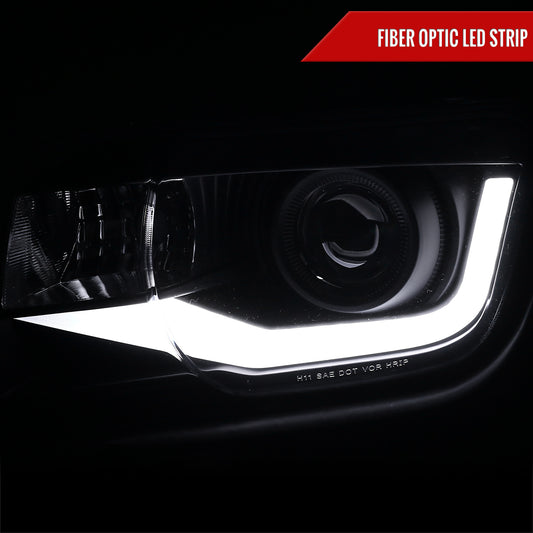 2010-2013 Chevrolet Camaro LED Bar Projector Headlights (Matte Black Housing/Clear Lens)